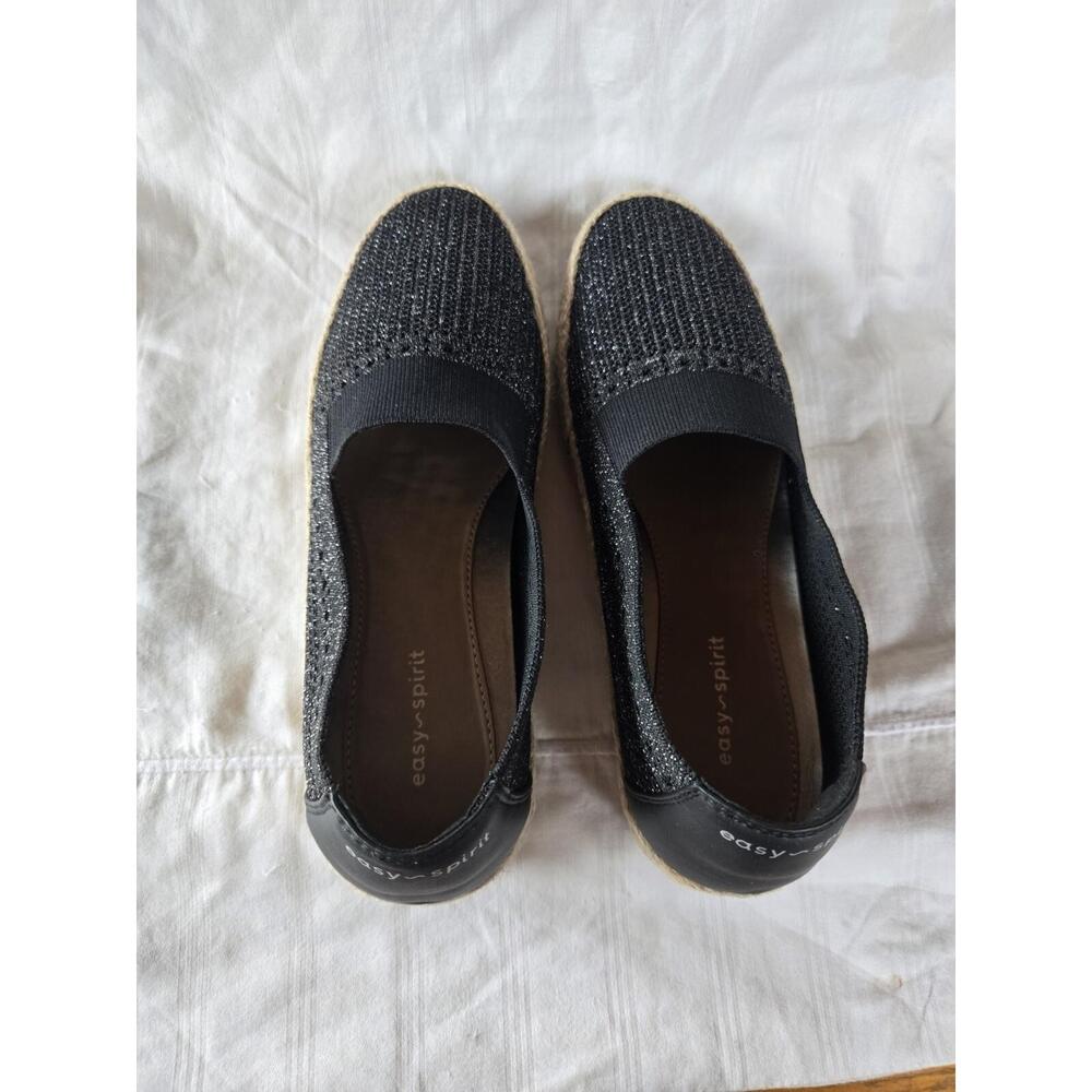 Easy Spirit Hassie Espadrille Slip On  Womens Black Flats Casual E-HASSIE2 8.5
